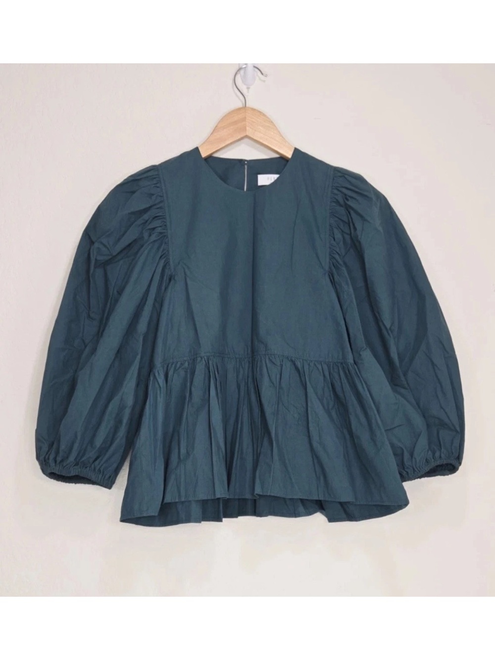 HUNTER BELL Harlow Top in Green Puff Sleeves Size XS Womens